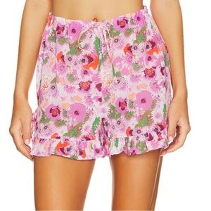 NWT Ganni Floral Swim Cover-Up Shorts in Sugar Plum